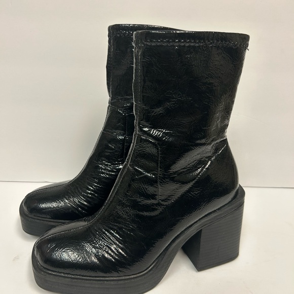 Kenneth Cole Ankle Boots Women 6 Black Chunky Amber Square Toe Pull On Y2k 90s - Picture 7 of 10